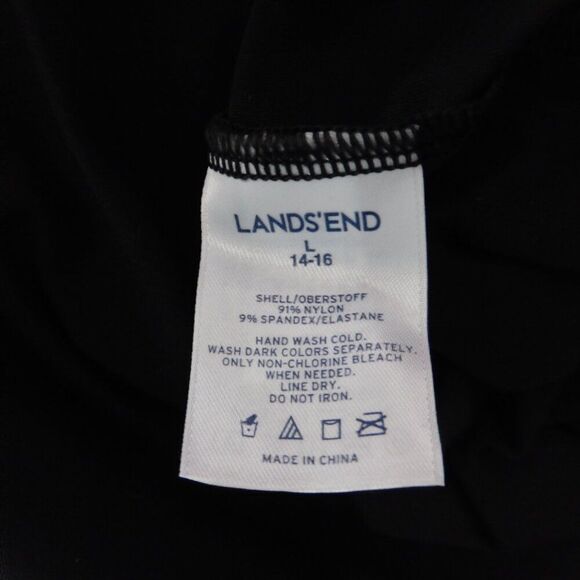 Lands' End Long Sleeve Swim Cover Up Rashguard Shirt Tunic Black Sz Large - Picture 3 of 5